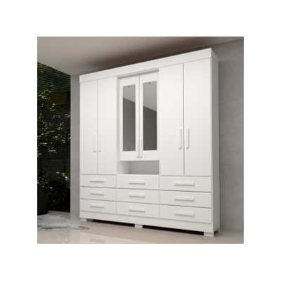 Guarda Roupa Casal 6 Portas 9 Gavetas Com Espelho Débora Acp Móveis Cod 641.036 Guarda Roupa Casal 6 Portas 9 Gavetas Com Espelho Débora Acp Móveis Cod 641.036